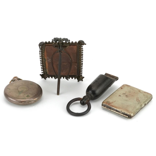 539 - 19th century and later sundry items including 800 grade silver pocket watch and horn whistle, the la... 