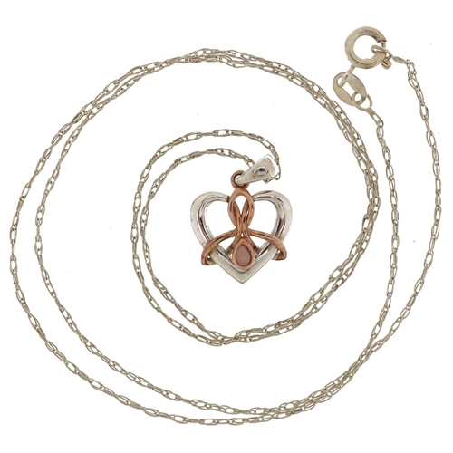 2119 - Dwynwen Clogau, Welsh silver and gold pendant set with an opal on a silver necklace, with box, 2.1cm... 