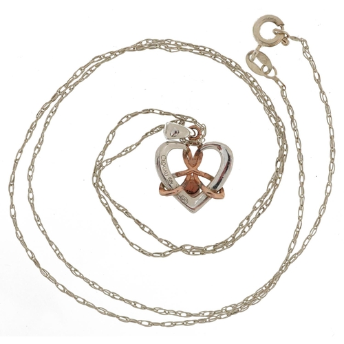 2119 - Dwynwen Clogau, Welsh silver and gold pendant set with an opal on a silver necklace, with box, 2.1cm... 