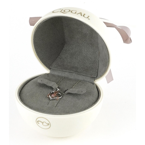 2119 - Dwynwen Clogau, Welsh silver and gold pendant set with an opal on a silver necklace, with box, 2.1cm... 