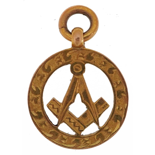 2284 - 9ct gold masonic pendant, Birmingham 1919, 2.5cm high, 3.1g