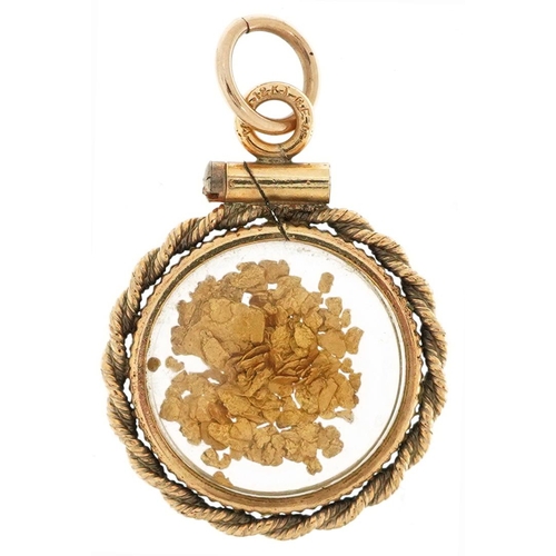 2439 - 12k gold filled and gold leaf open locket, 2.2cm high, 1.6g