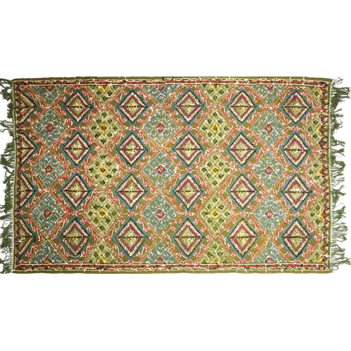 1107 - Rectangular Turkish Kilim green ground rug, 250cm x 155cm