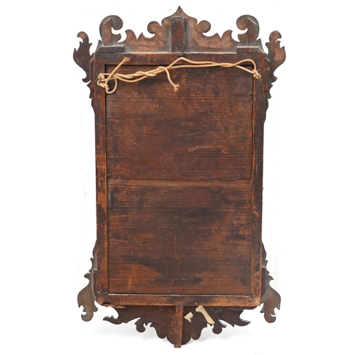 1112 - George III carved mahogany pier mirror with gilt mount, 65cm x 39.5cm