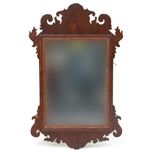 1111 - George III style carved mahogany pier mirror, 76.5cm x 48.5cm