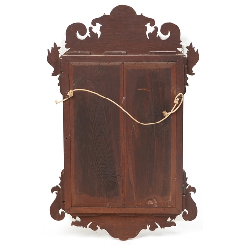 1111 - George III style carved mahogany pier mirror, 76.5cm x 48.5cm