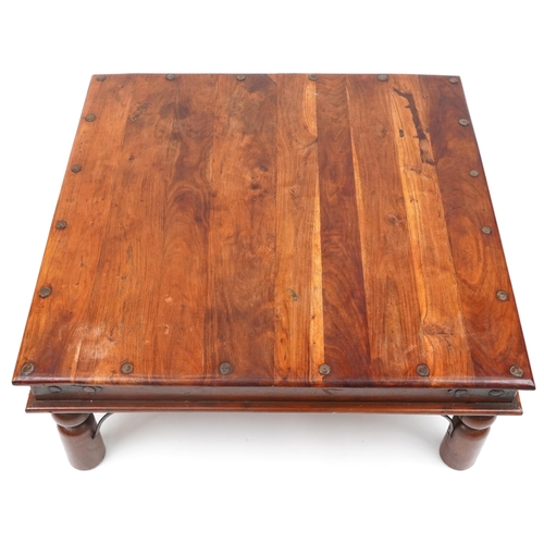 1037 - Mexican pine coffee table with square top, 41cm H x 102cm W x 102cm D