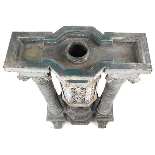 581A - Victorian cast iron green enamelled Clark's patent Syphon Hygienic stove, 119 H x 64 W x 36 D