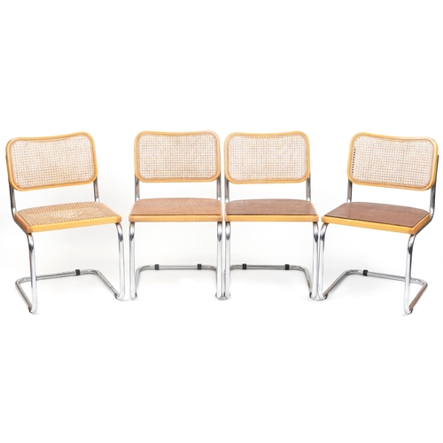 1043 - Four mid century Italian B32 Cesca Chairs, each 79 high