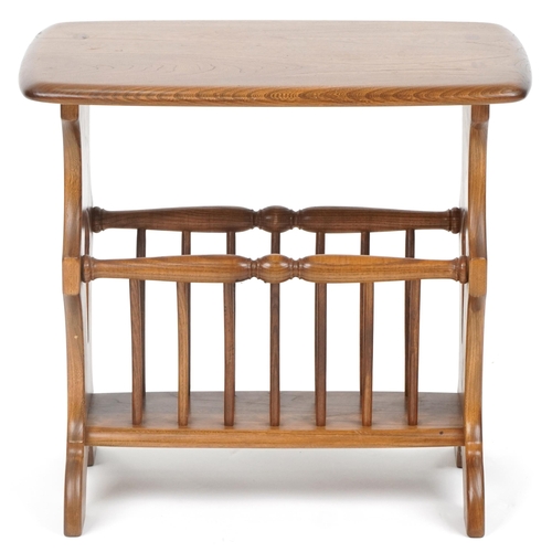 1022 - Ercol elm occasional table with magazine rack, 50cm H x 54cm W x 36cm D