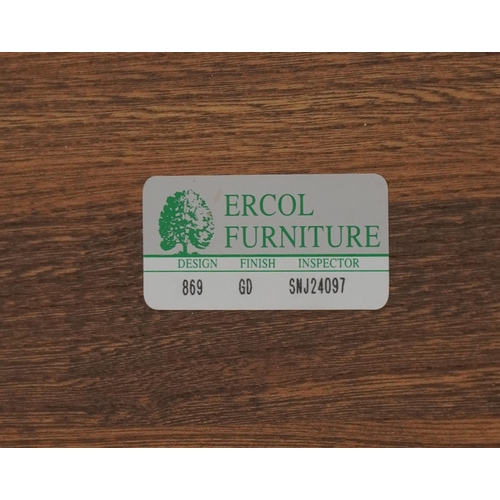 1010 - Ercol elm coffee table with square top, 38cm high x 75cm square