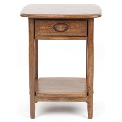 1006 - Ercol elm nightstand fitted with frieze drawer and under tier, 65.5cm H x 49.5cm W x 45cm D