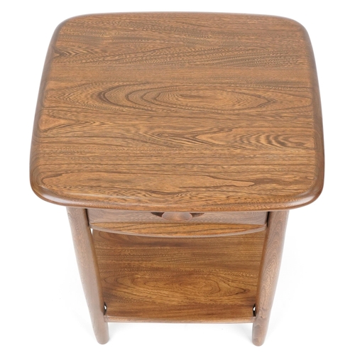 1006 - Ercol elm nightstand fitted with frieze drawer and under tier, 65.5cm H x 49.5cm W x 45cm D