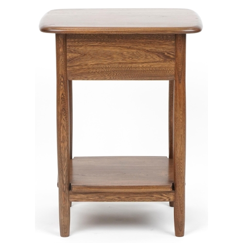 1006 - Ercol elm nightstand fitted with frieze drawer and under tier, 65.5cm H x 49.5cm W x 45cm D