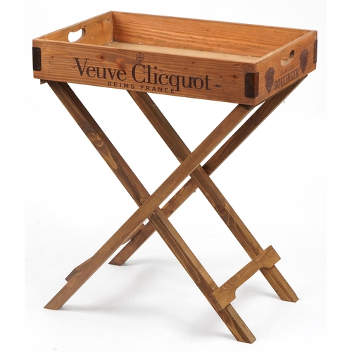 1079 - Moet & Chandon and Veuve Clicquot design folding tray table, 79.5cm H x 64cm W x 44.5cm D