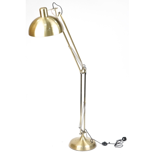 1075 - Gilt metal Anglepoise standard lamp, 175cm high