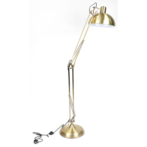 1075 - Gilt metal Anglepoise standard lamp, 175cm high