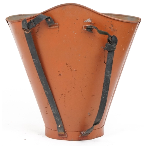 1074 - Chateauneuf du Pape painted tin advertising grape pickers hod/bucket, 62cm high