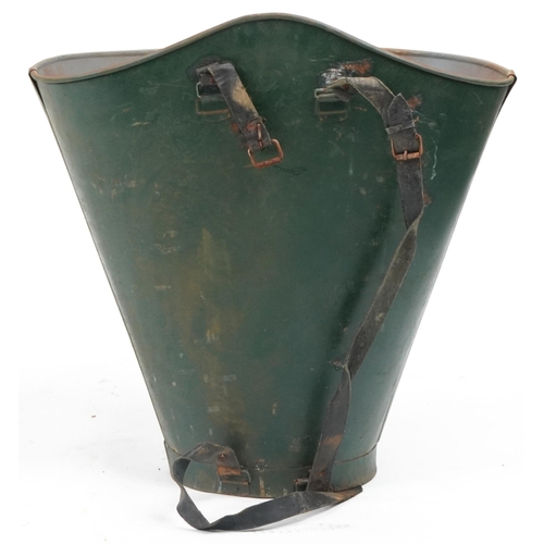 1063 - Chateauneuf du Pape painted tin advertising grape pickers hod/bucket, 62cm high