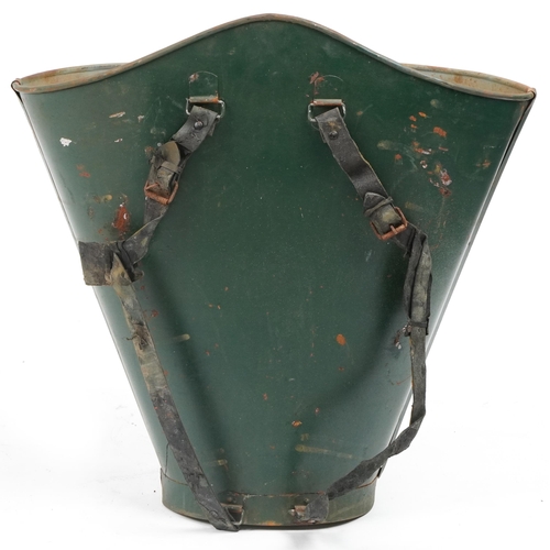 1064 - Chateauneuf du Pape painted tin advertising grape pickers hod/bucket, 62cm high