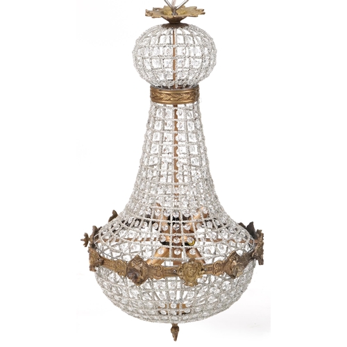 1092 - Ornate chandelier with brass mounts, 75cm high