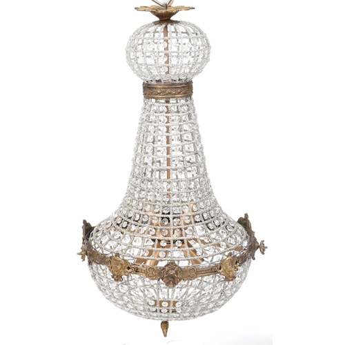 1091 - Ornate chandelier with brass mounts, 75cm high