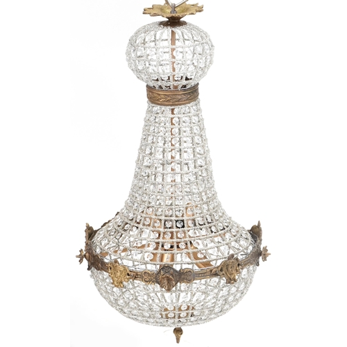 1091 - Ornate chandelier with brass mounts, 75cm high