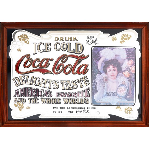 1122A - Retro Coca Cola advertising wall mirror, 84cm x 68cm