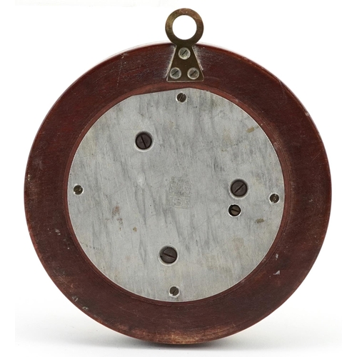 105 - George V circular silver mounted mahogany wall barometer having enamelled dial with Arabic numerals,... 