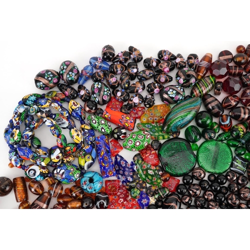 2787 - Large collection of Venetian millefiori and hand painted glass bead necklaces and beads, the largest... 