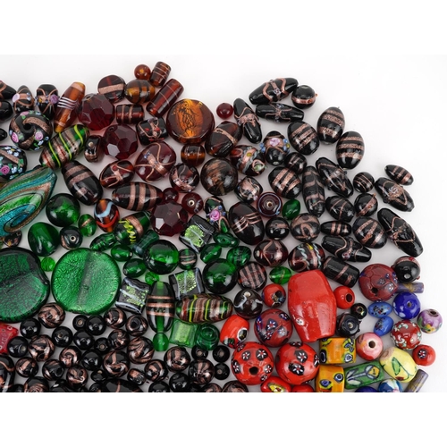 2787 - Large collection of Venetian millefiori and hand painted glass bead necklaces and beads, the largest... 