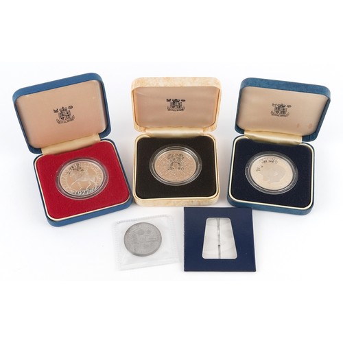 1670 - Three silver proof commemorative crowns by The Royal Mint and a 2013 Coronation half crown