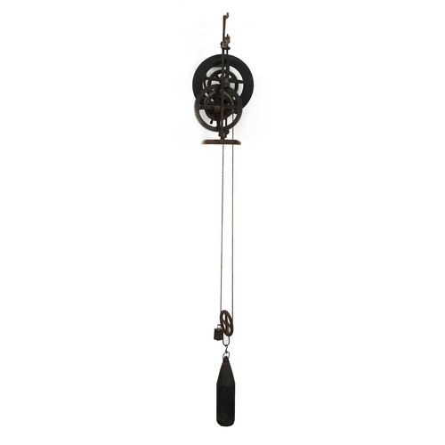 443 - Antique skeleton wall clock, 17cm excluding the weight