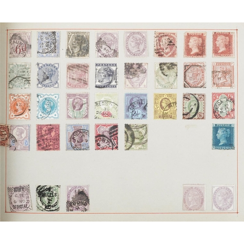 1765 - Collection of 19th century and later world stamps arranged in an album including Hong Kong and Strai... 