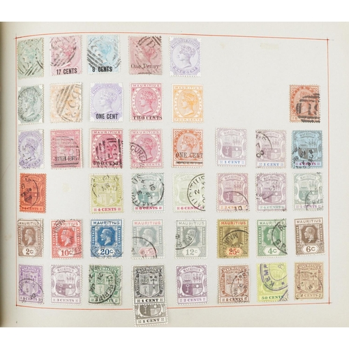 1765 - Collection of 19th century and later world stamps arranged in an album including Hong Kong and Strai... 