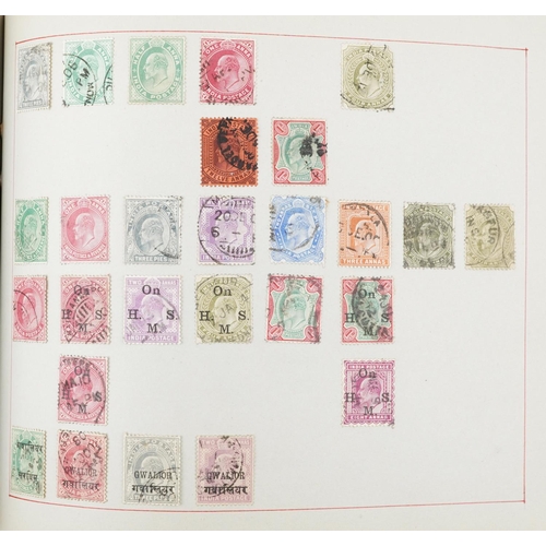 1765 - Collection of 19th century and later world stamps arranged in an album including Hong Kong and Strai... 