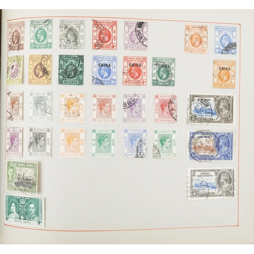 1765 - Collection of 19th century and later world stamps arranged in an album including Hong Kong and Strai... 