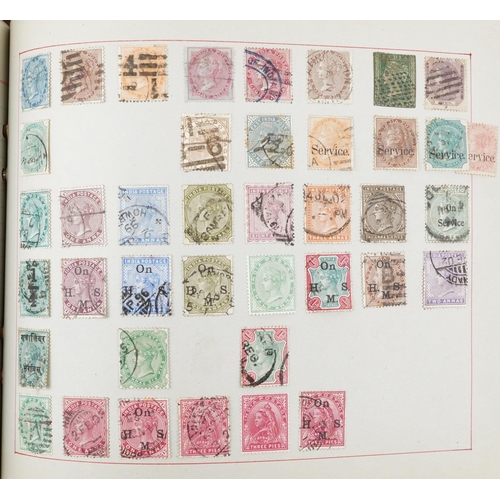 1765 - Collection of 19th century and later world stamps arranged in an album including Hong Kong and Strai... 