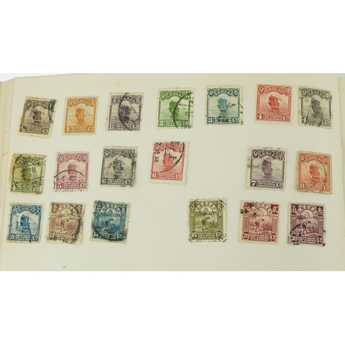 1783 - Standard postage stamp album housing various 19th century and later world stamps including Canton an... 