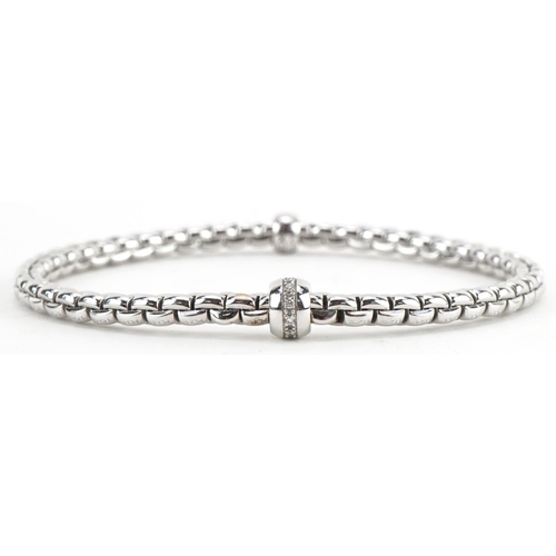 2012 - Fope, Italian 18ct white gold and diamond Flex'It bracelet with box, 16cm in length, 9.6g