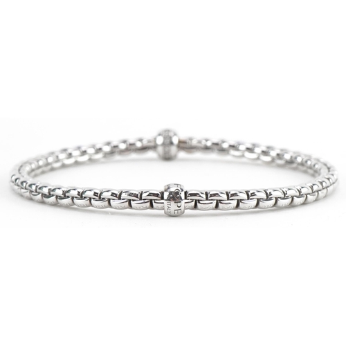 2012 - Fope, Italian 18ct white gold and diamond Flex'It bracelet with box, 16cm in length, 9.6g