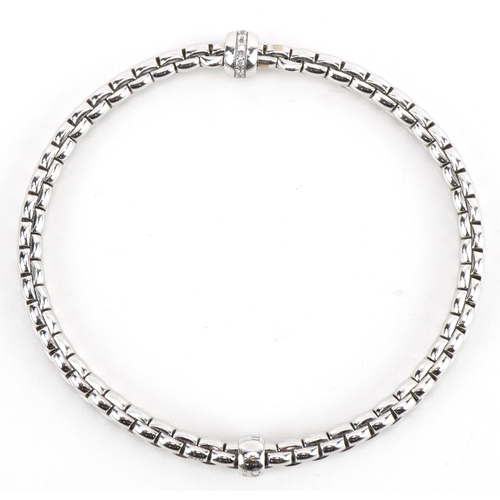 2012 - Fope, Italian 18ct white gold and diamond Flex'It bracelet with box, 16cm in length, 9.6g