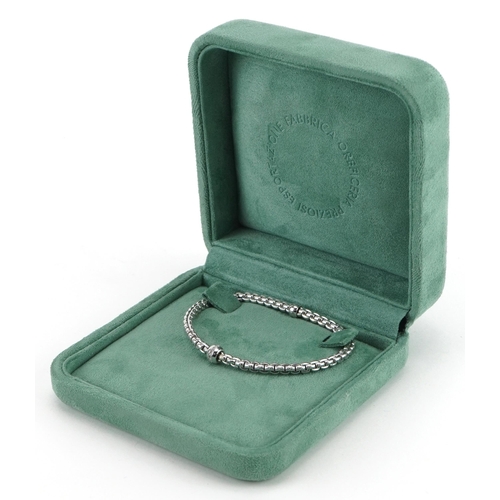 2012 - Fope, Italian 18ct white gold and diamond Flex'It bracelet with box, 16cm in length, 9.6g