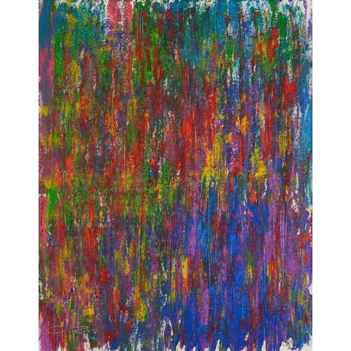 195 - After Gerhard Richter - Abstract composition, German school oil on canvas, inscribed verso, mounted ... 