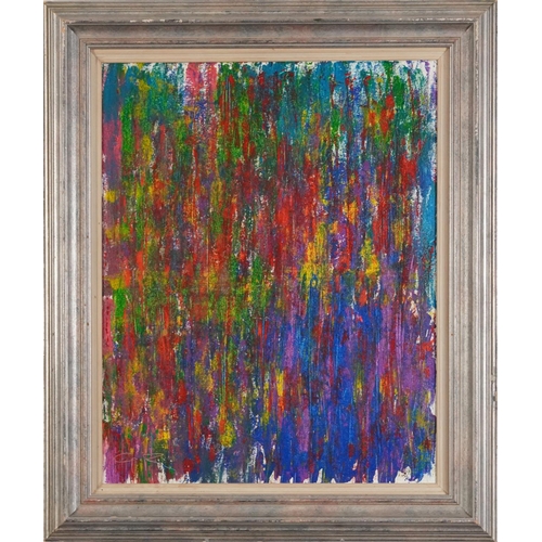 195 - After Gerhard Richter - Abstract composition, German school oil on canvas, inscribed verso, mounted ... 