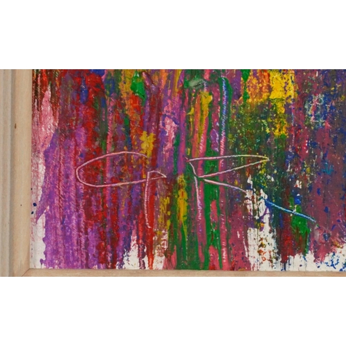 195 - After Gerhard Richter - Abstract composition, German school oil on canvas, inscribed verso, mounted ... 