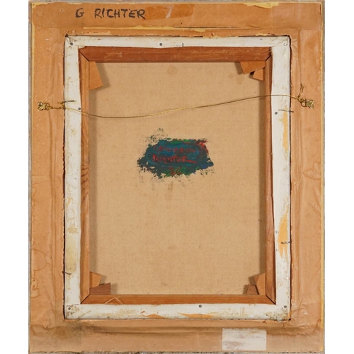 195 - After Gerhard Richter - Abstract composition, German school oil on canvas, inscribed verso, mounted ... 