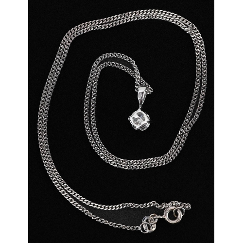 2065 - 18ct white gold round brilliant cut diamond solitaire pendant on an 18ct white gold necklace, the di... 