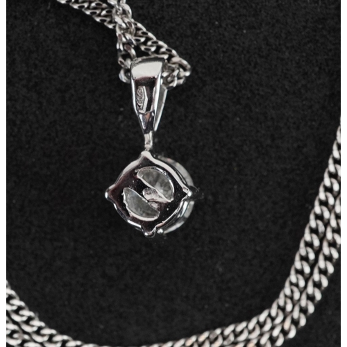 2065 - 18ct white gold round brilliant cut diamond solitaire pendant on an 18ct white gold necklace, the di... 