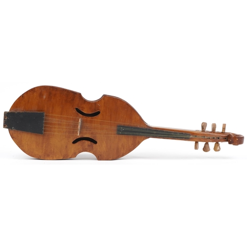 1685 - Hardwood six string tenor viol, 77cm in length